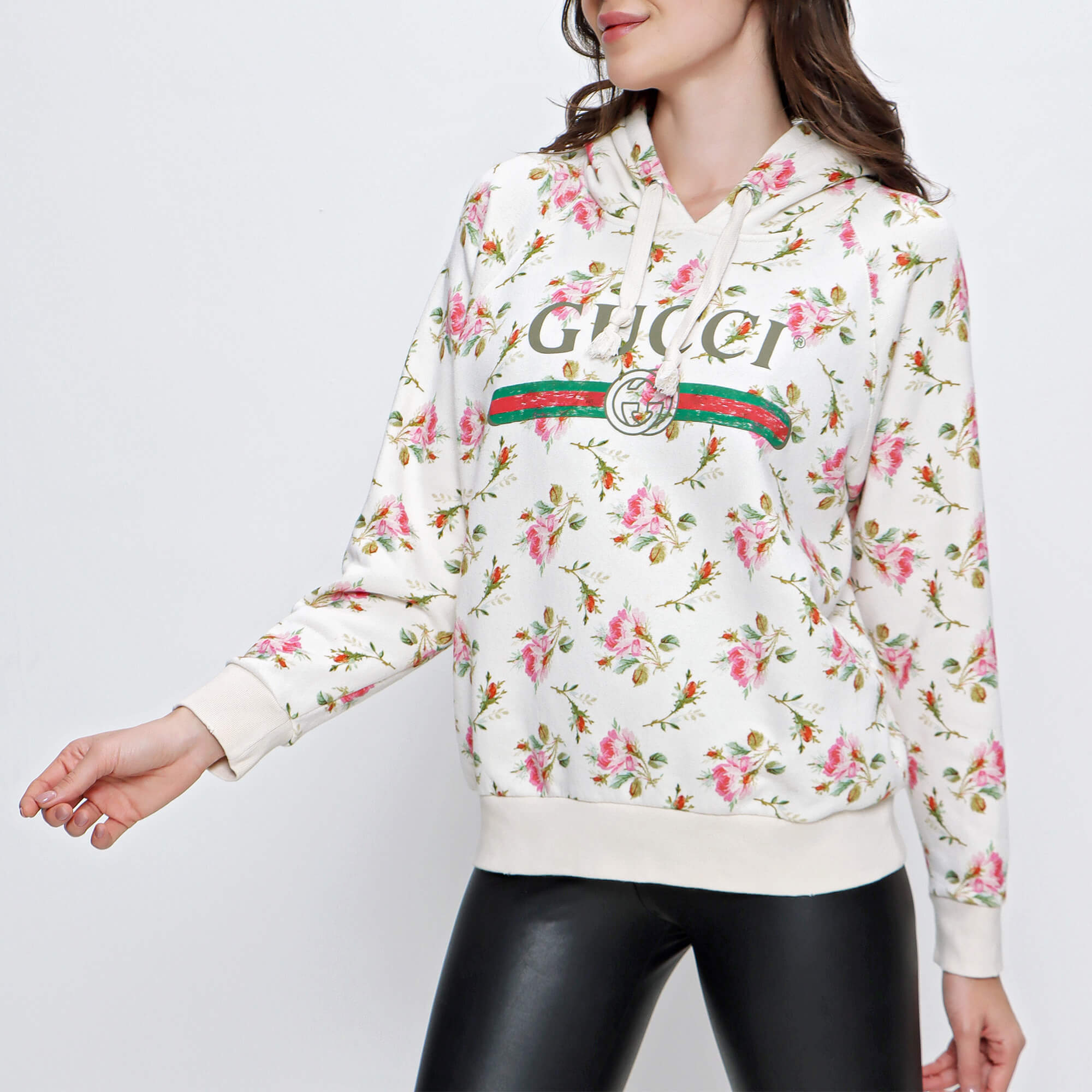 Gucci - Floral Logo Print Hooded Sweatshirt 